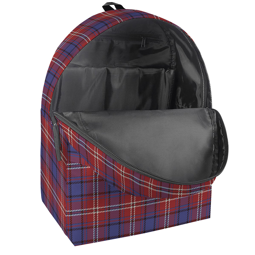 Red Blue And White Tartan Pattern Print Backpack