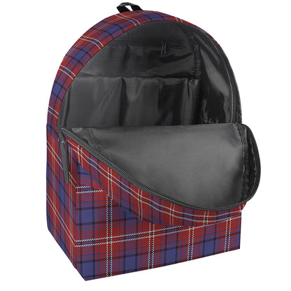 Red Blue And White Tartan Pattern Print Backpack