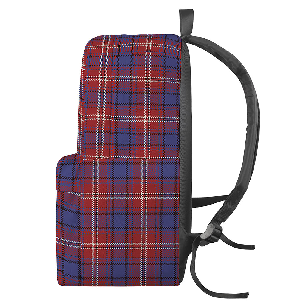 Red Blue And White Tartan Pattern Print Backpack