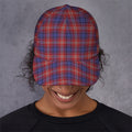 Red Blue And White Tartan Pattern Print Baseball Cap