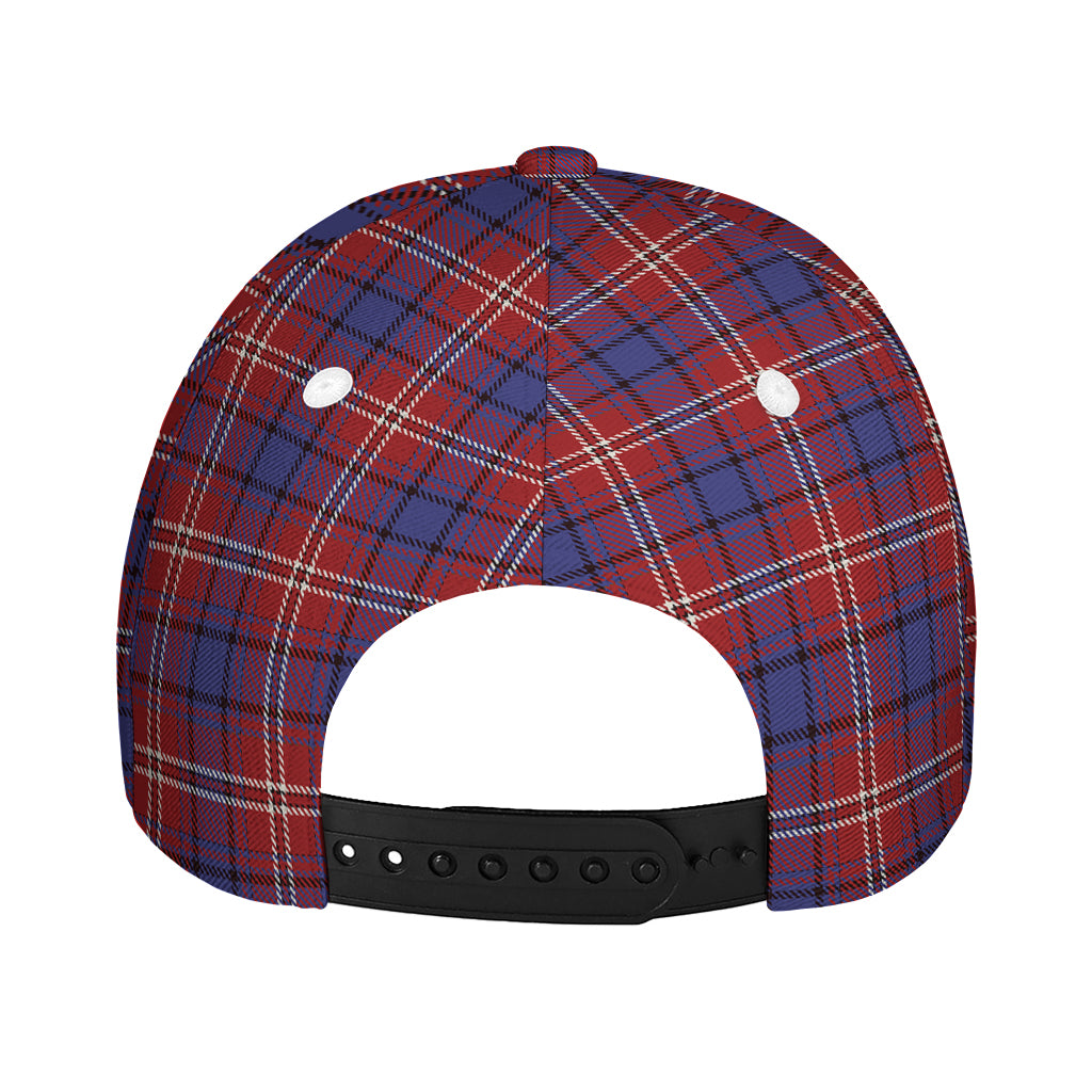 Red Blue And White Tartan Pattern Print Baseball Cap
