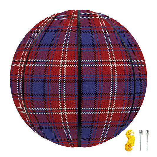 Red Blue And White Tartan Pattern Print Basketball