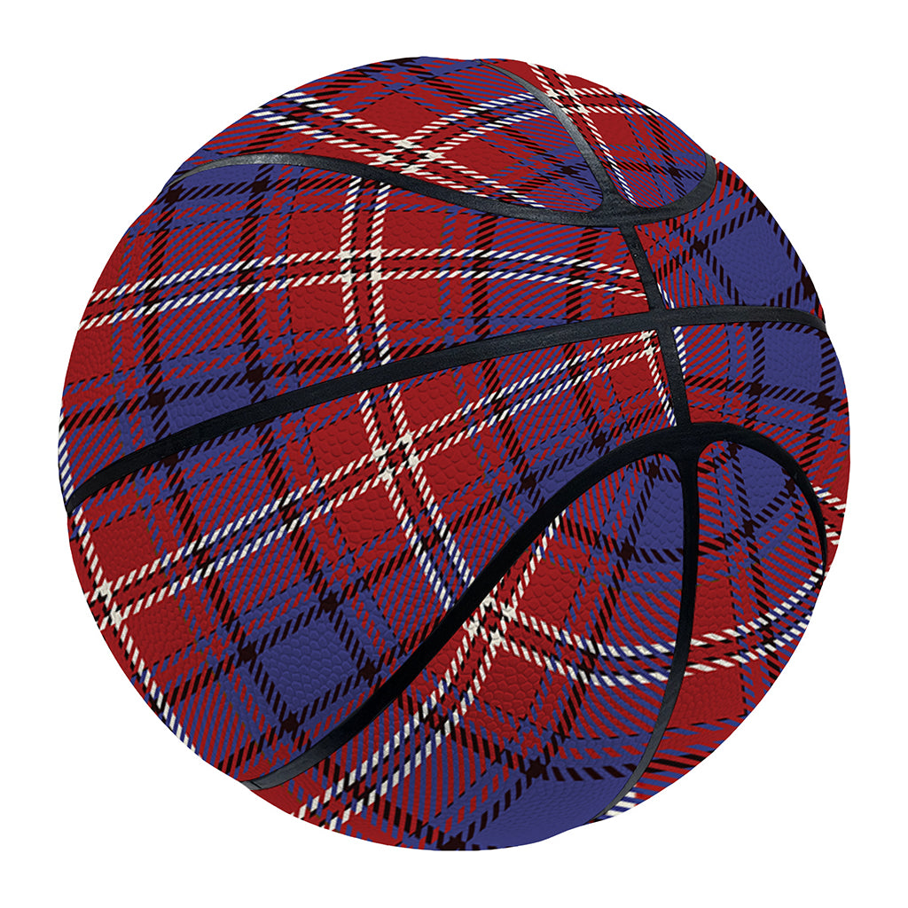 Red Blue And White Tartan Pattern Print Basketball