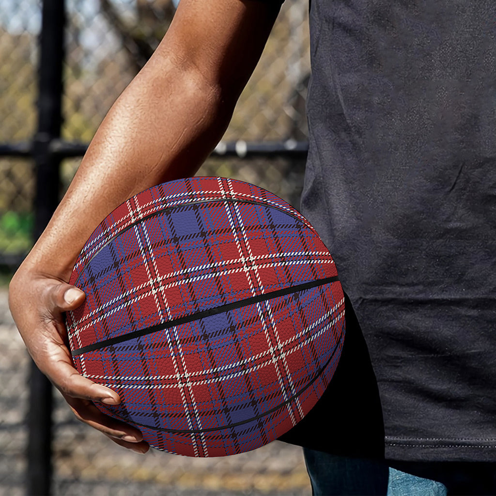 Red Blue And White Tartan Pattern Print Basketball