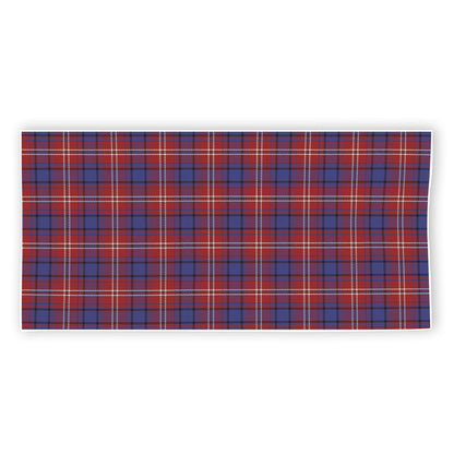 Red Blue And White Tartan Pattern Print Beach Towel