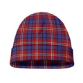 Red Blue And White Tartan Pattern Print Beanie
