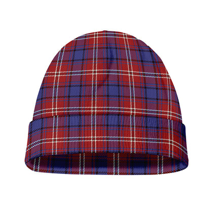 Red Blue And White Tartan Pattern Print Beanie
