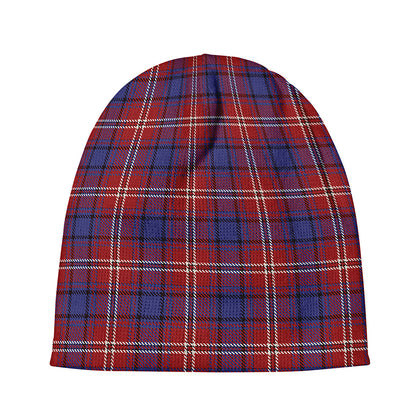 Red Blue And White Tartan Pattern Print Beanie