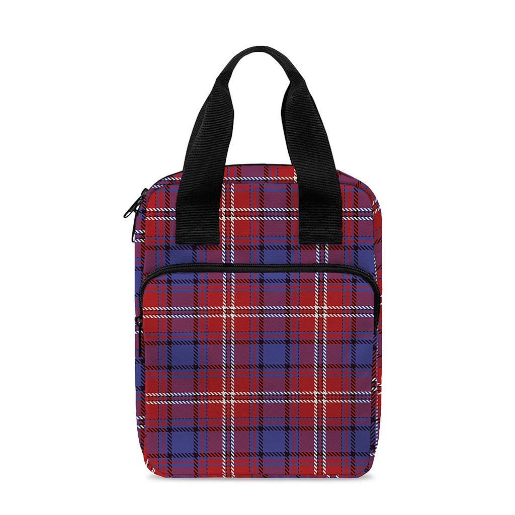Red Blue And White Tartan Pattern Print Bible Tote Bag