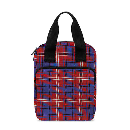 Red Blue And White Tartan Pattern Print Bible Tote Bag