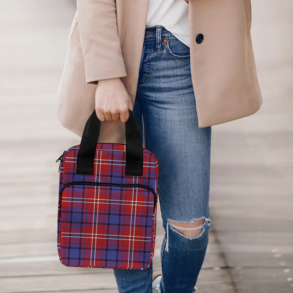 Red Blue And White Tartan Pattern Print Bible Tote Bag