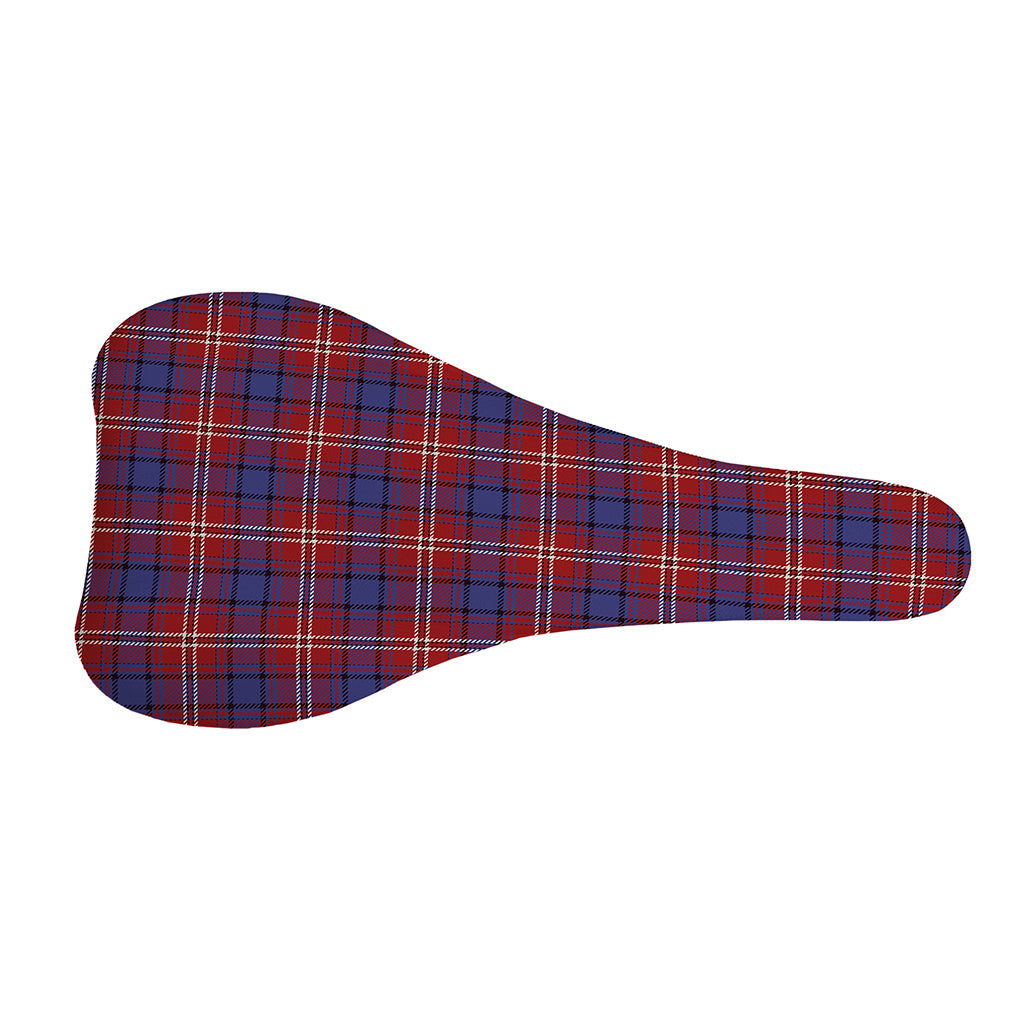 Red Blue And White Tartan Pattern Print Bicycle Seat Cover