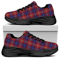 Red Blue And White Tartan Pattern Print Black Chunky Shoes