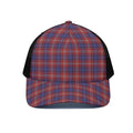 Red Blue And White Tartan Pattern Print Black Mesh Trucker Hat