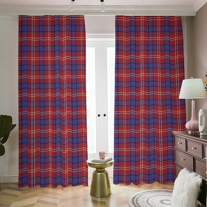 Red Blue And White Tartan Pattern Print Blackout Pencil Pleat Curtains