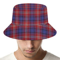 Red Blue And White Tartan Pattern Print Bucket Hat