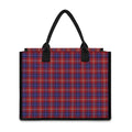 Red Blue And White Tartan Pattern Print Canvas Tote Bag