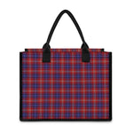 Red Blue And White Tartan Pattern Print Canvas Tote Bag