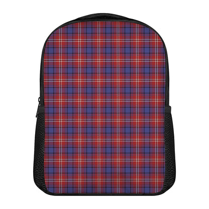 Red Blue And White Tartan Pattern Print Casual Backpack