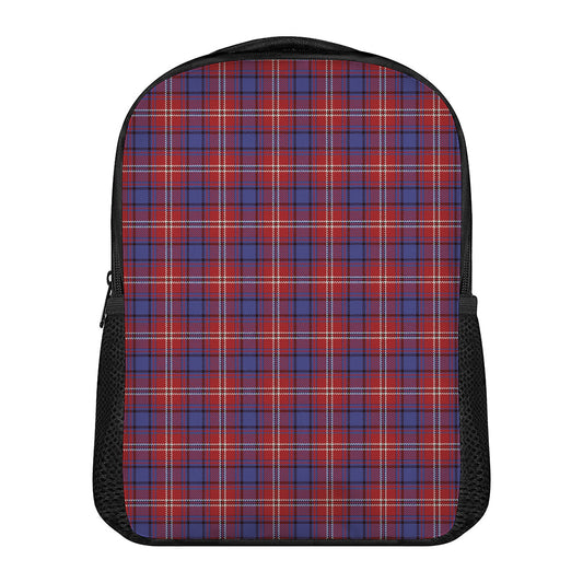 Red Blue And White Tartan Pattern Print Casual Backpack