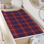 Red Blue And White Tartan Pattern Print Changing Pad Cover