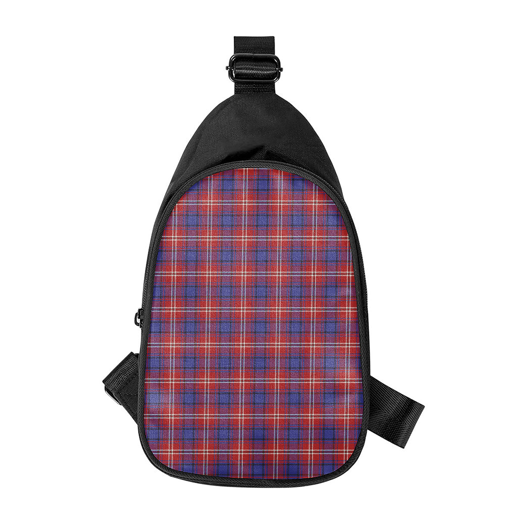 Red Blue And White Tartan Pattern Print Chest Bag