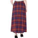 Red Blue And White Tartan Pattern Print Chiffon Maxi Skirt