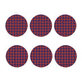 Red Blue And White Tartan Pattern Print Coaster Set