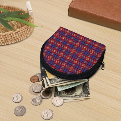 Red Blue And White Tartan Pattern Print Coin Purse