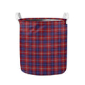 Red Blue And White Tartan Pattern Print Collapsible Laundry Basket