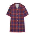 Red Blue And White Tartan Pattern Print Cotton Hawaiian Shirt