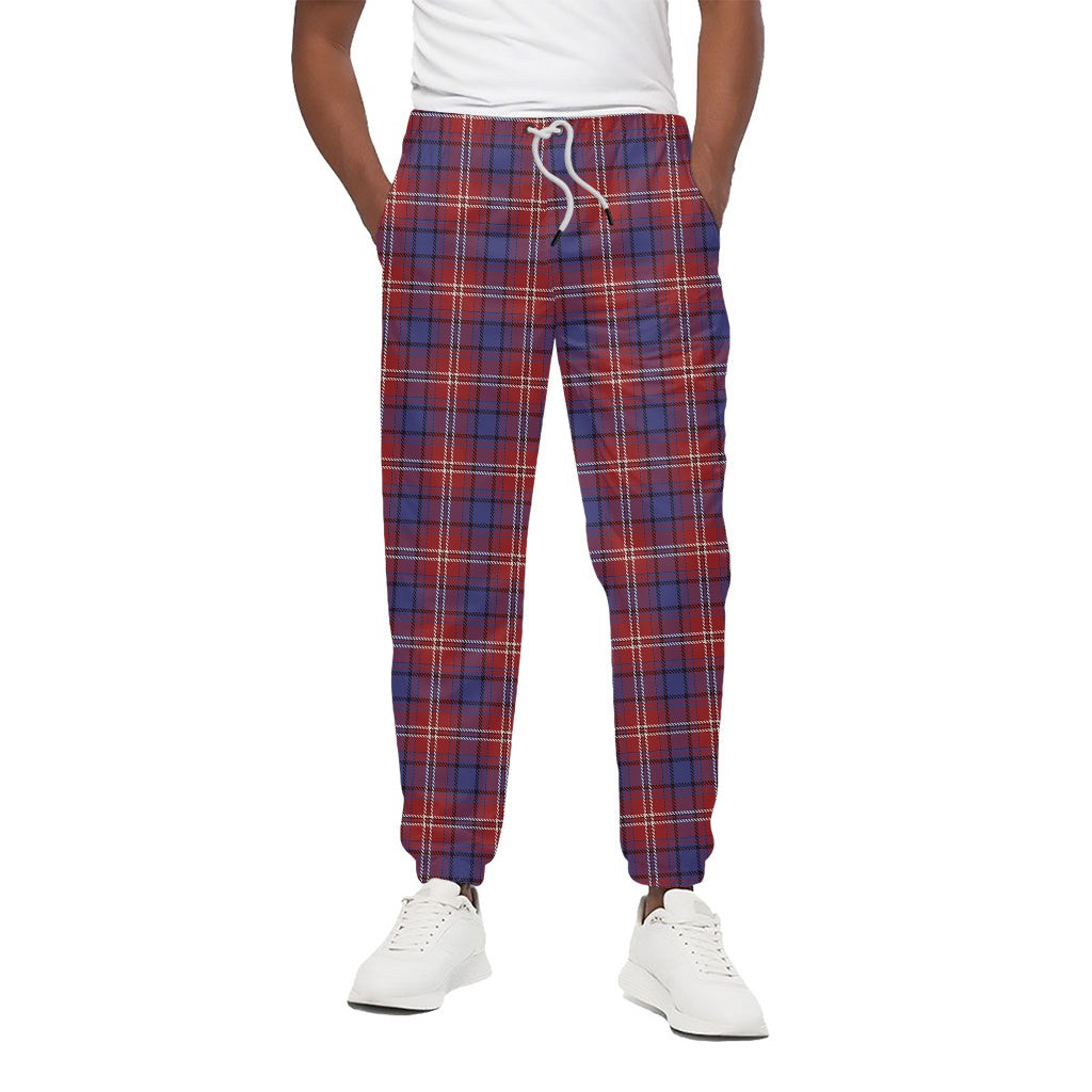 Red Blue And White Tartan Pattern Print Cotton Pants