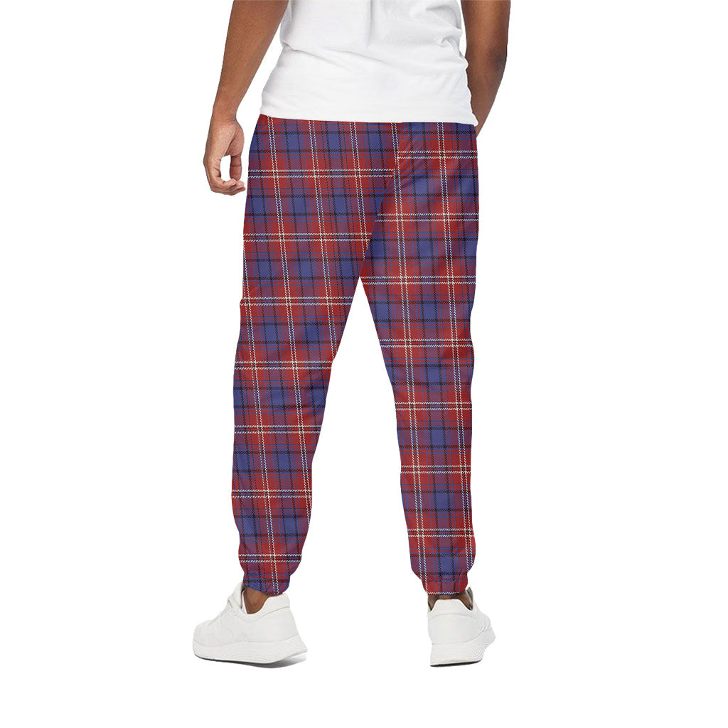 Red Blue And White Tartan Pattern Print Cotton Pants