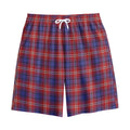 Red Blue And White Tartan Pattern Print Cotton Shorts