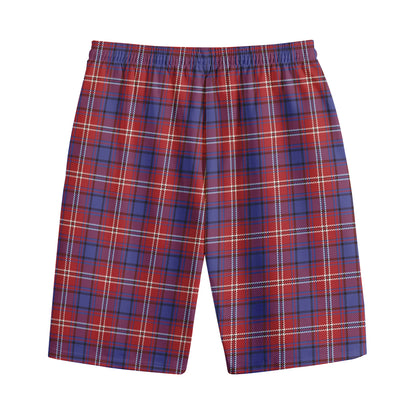 Red Blue And White Tartan Pattern Print Cotton Shorts