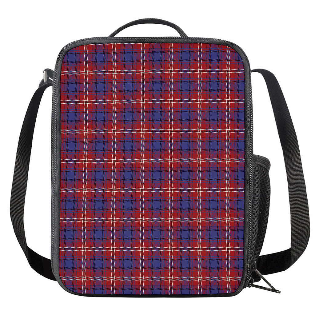 Red Blue And White Tartan Pattern Print Crossbody Lunch Bag