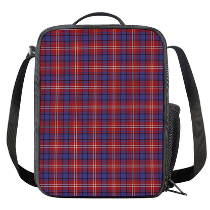Red Blue And White Tartan Pattern Print Crossbody Lunch Bag