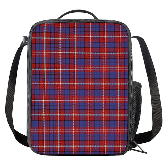 Red Blue And White Tartan Pattern Print Crossbody Lunch Bag