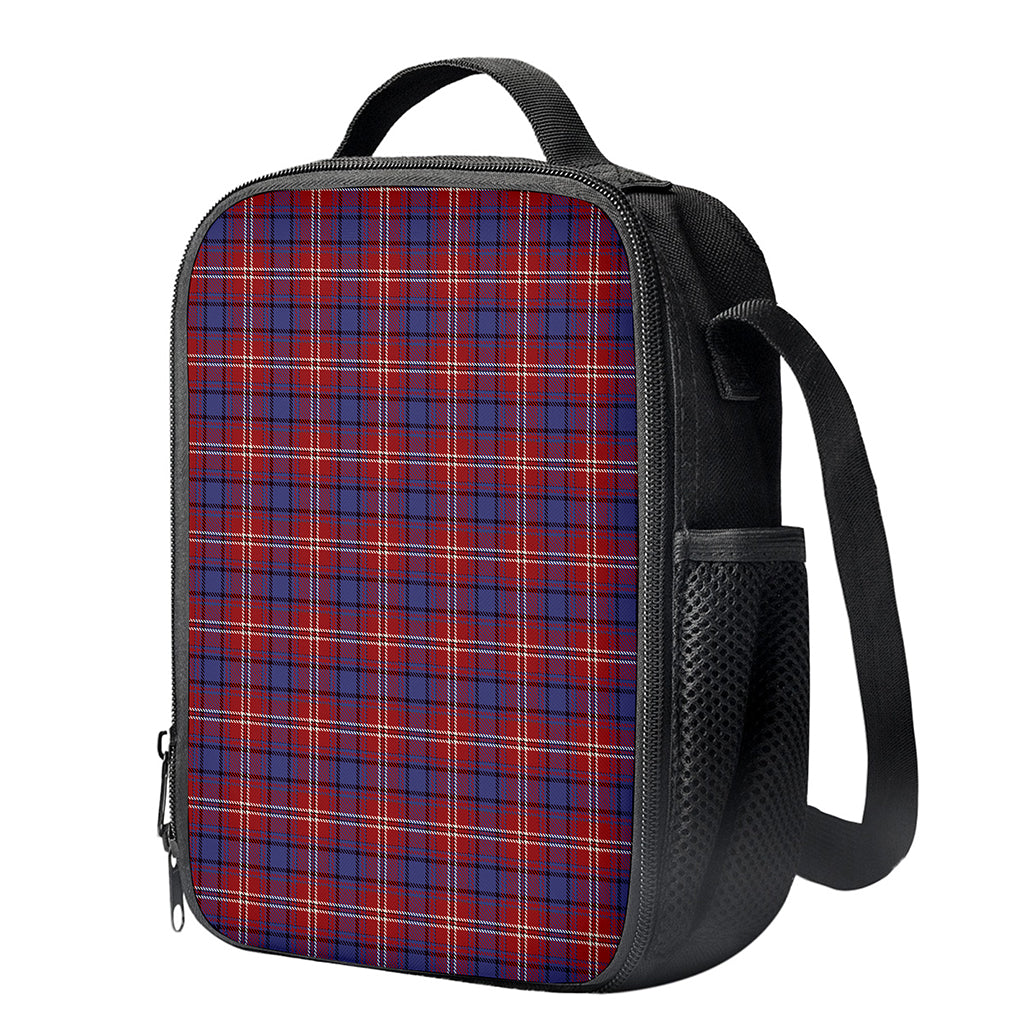 Red Blue And White Tartan Pattern Print Crossbody Lunch Bag