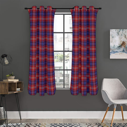 Red Blue And White Tartan Pattern Print Curtain