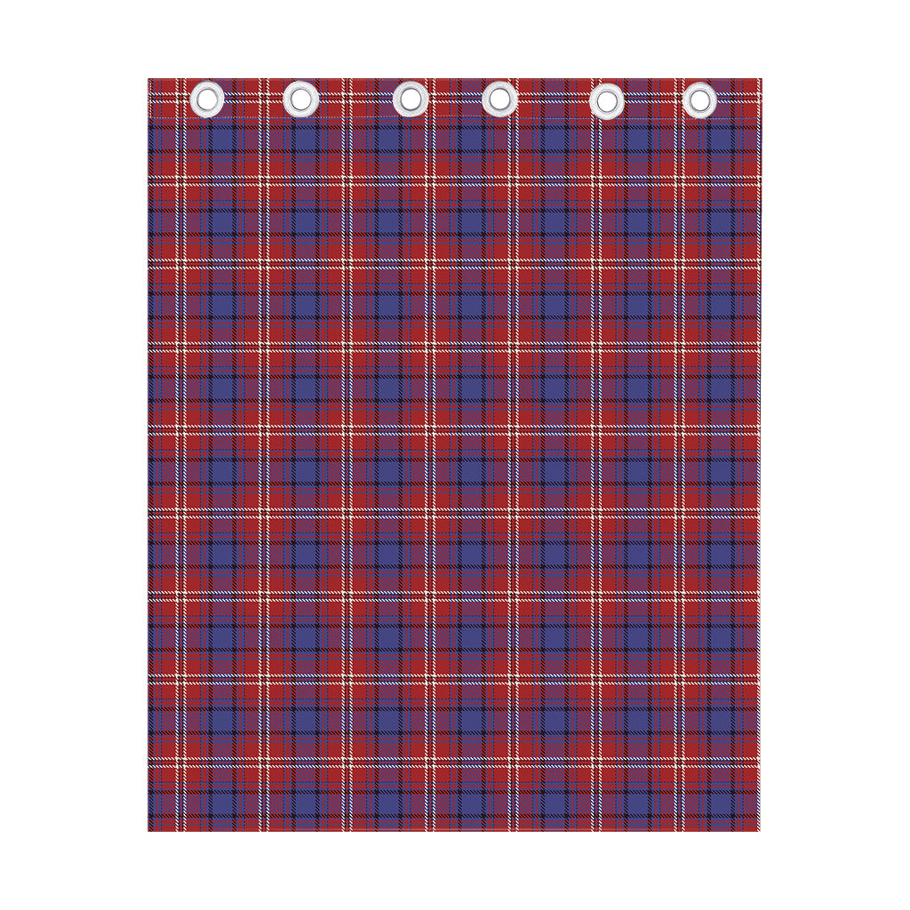 Red Blue And White Tartan Pattern Print Curtain