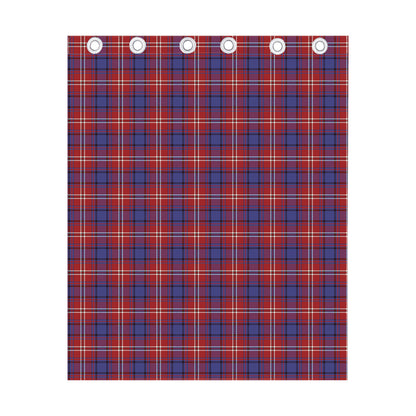 Red Blue And White Tartan Pattern Print Curtain