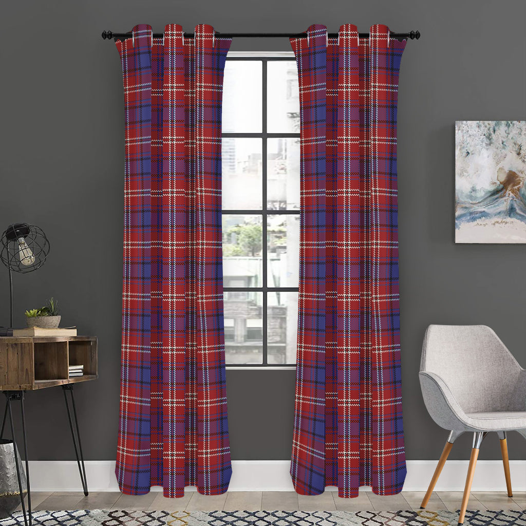 Red Blue And White Tartan Pattern Print Curtain