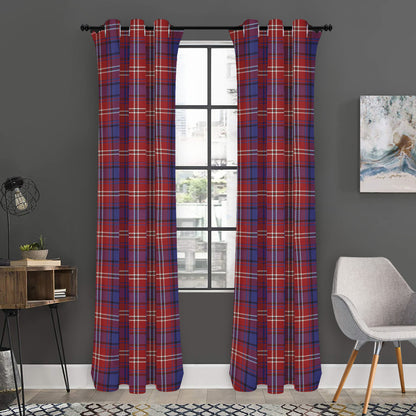 Red Blue And White Tartan Pattern Print Curtain