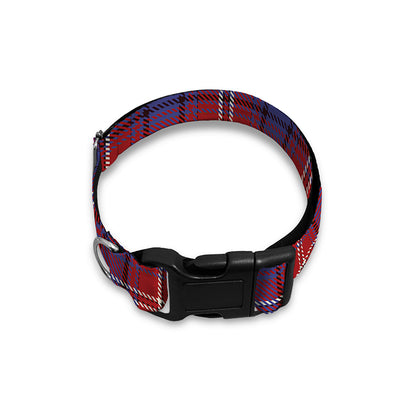 Red Blue And White Tartan Pattern Print Dog Collar