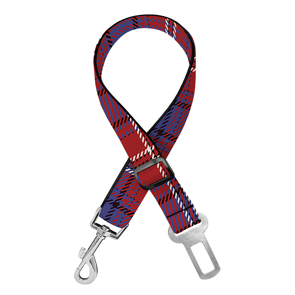 Red Blue And White Tartan Pattern Print Dog Seat Belt
