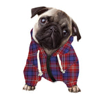 Red Blue And White Tartan Pattern Print Dog Zip Up Hoodie
