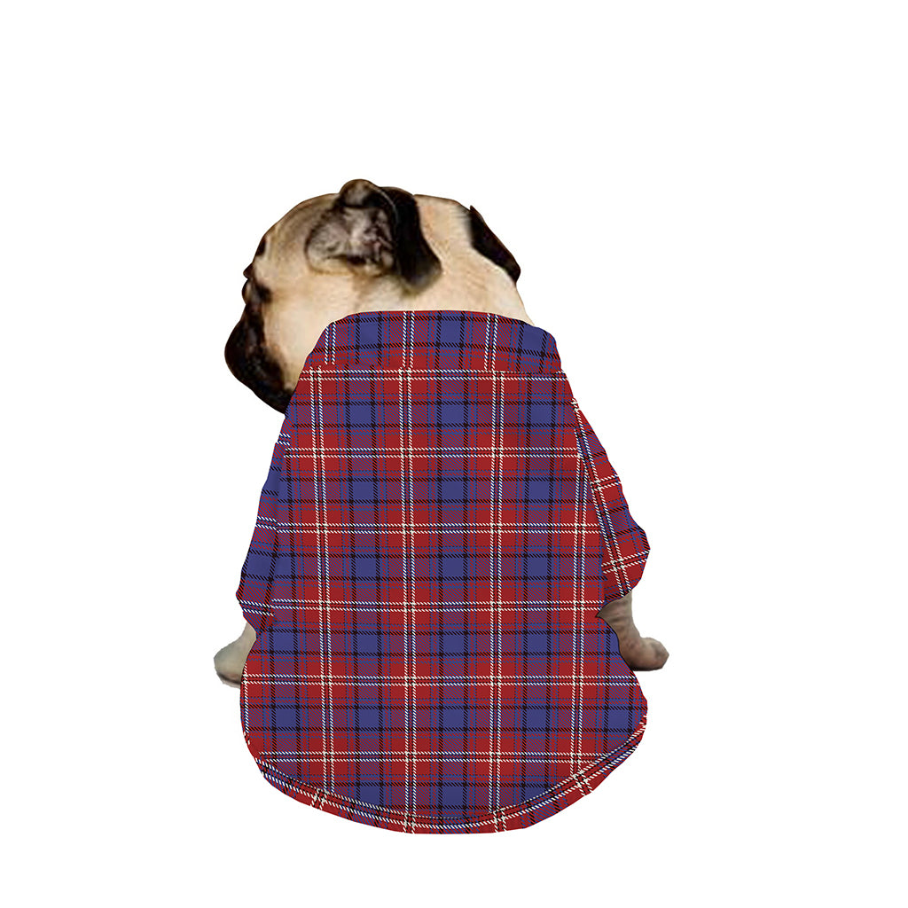 Red Blue And White Tartan Pattern Print Dog Zip Up Jacket