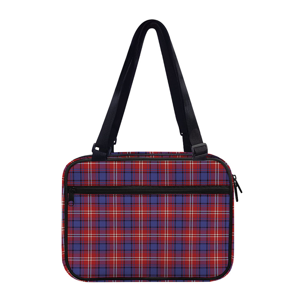 Red Blue And White Tartan Pattern Print Double Strap Bible Bag