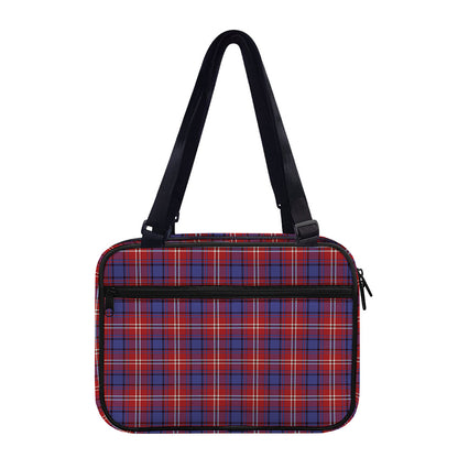 Red Blue And White Tartan Pattern Print Double Strap Bible Bag
